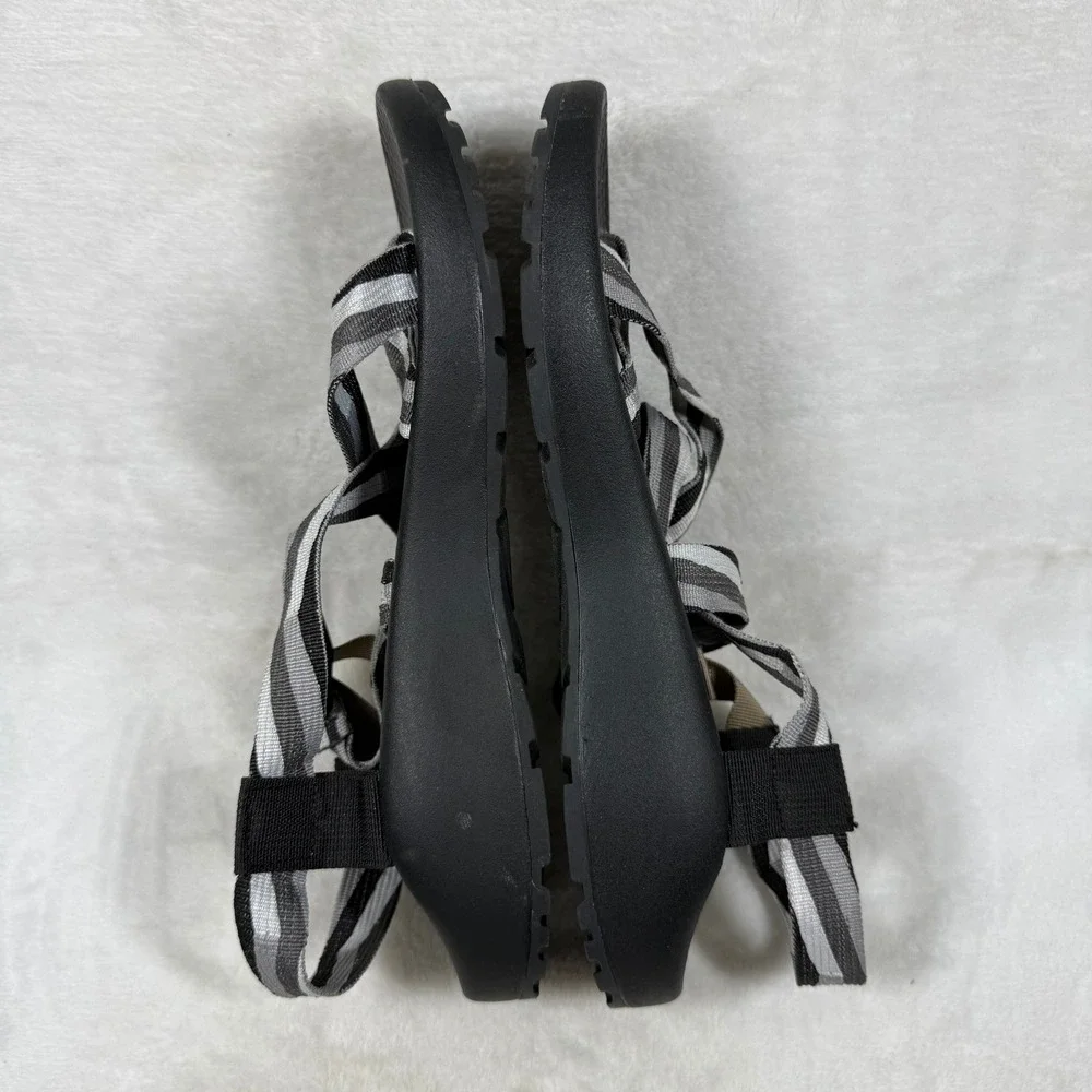 Chaco Z Cloud 2 Mens Sport Sandals Black Gray Striped Strappy Hiking Shoes 7